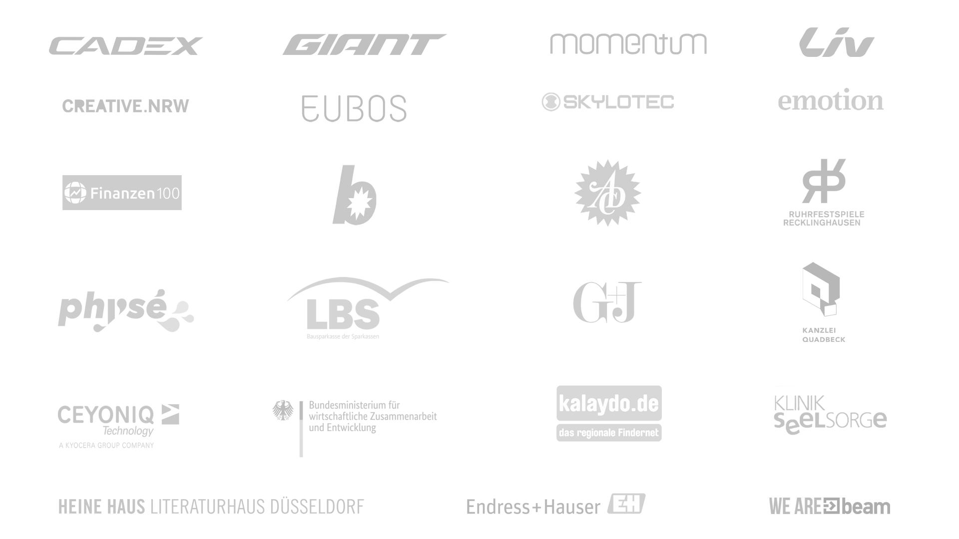 Logo overview of companies Frank & Scheer has worked with.